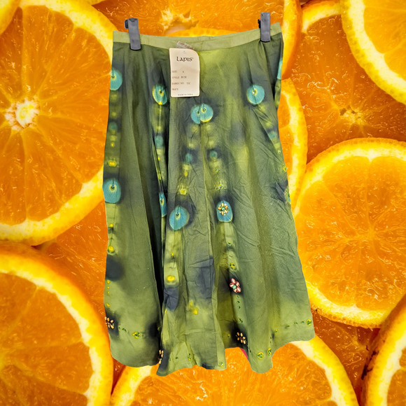 New Lapis Green 100% Cotton Maxi Long Skirt Size Small - Picture 2 of 9